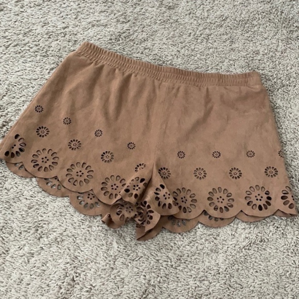 Brown Eyelet Women Shorts